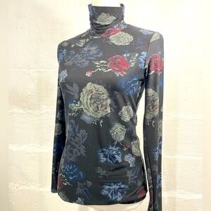 TAHARI FLORAL TURTLE NECK (a115)